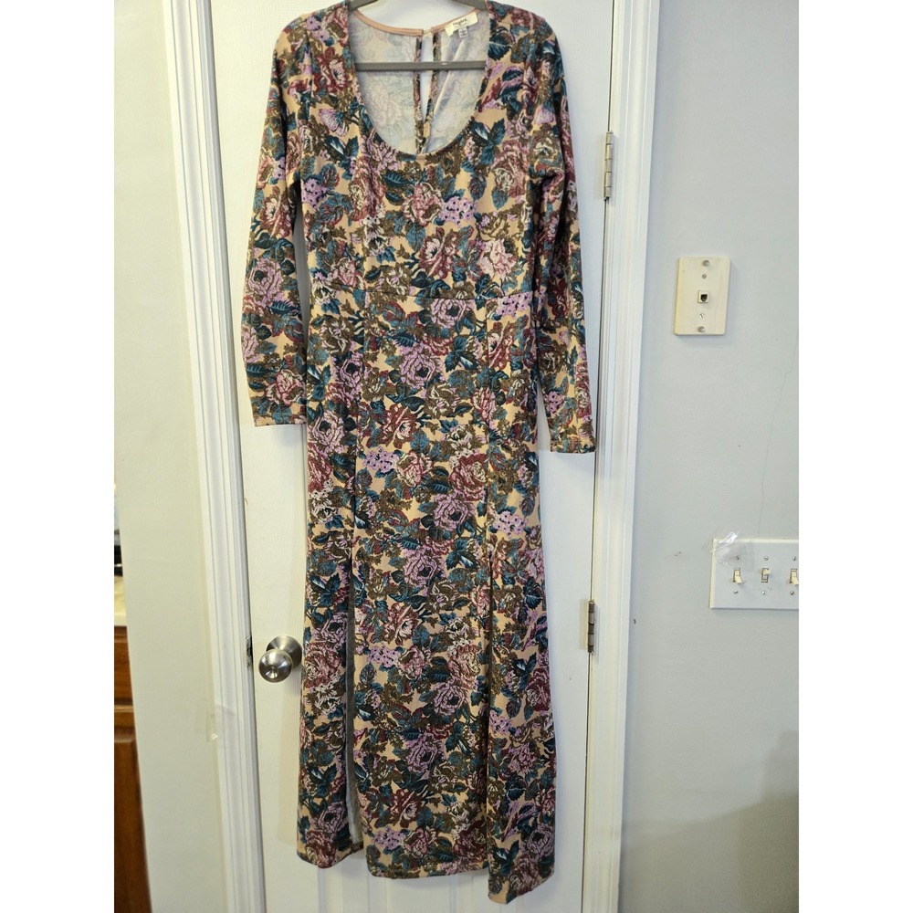 Hayden Los Angeles Floral‎ Tapestry Long Sleeve Maxi Dress Whimsigoth L NWOT